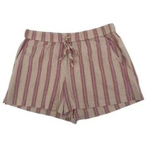 Marine Layer Striped Hemp Blend Shorts Womens Medium Tan Orange Purple Casual